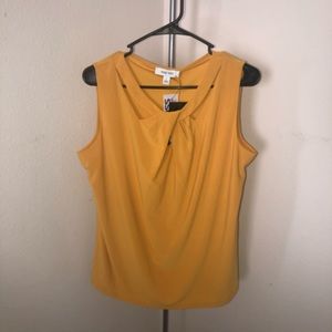 Mustard yellow dressy cross cross tank